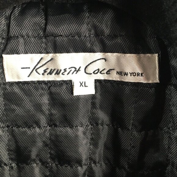 Kenneth Cole Jacket Mens Extra Large Gray Black Wool Blend Military Coat Lined - Picture 4 of 16